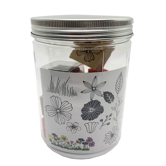 6 Pack: Floral Wood Stamp Jar Set by Recollections&#x2122;